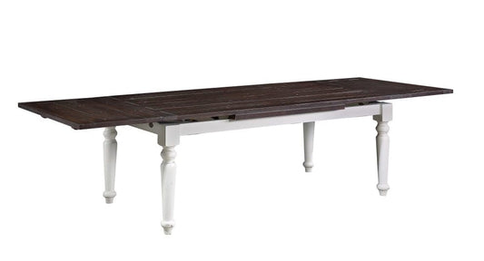 Wallace & Bay - Maddox Dark Bark and Distressed White 75in Dining Table with Plank-Style Top And Self-Storing Extension Leaves - D510186 veiw 1