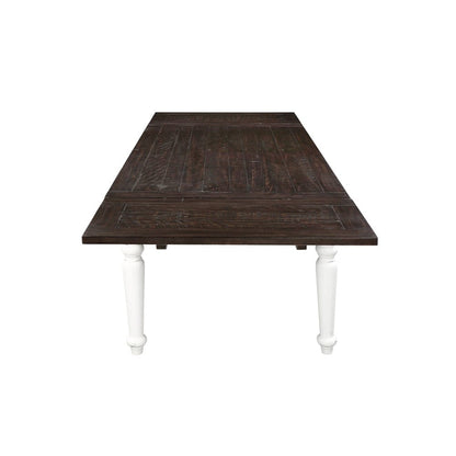 Wallace & Bay - Maddox Dark Bark and Distressed White 75in Dining Table with Plank-Style Top And Self-Storing Extension Leaves - D510186 veiw 3