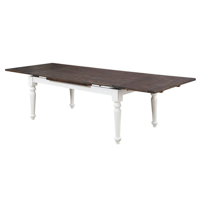 Wallace & Bay - Maddox Dark Bark and Distressed White 75in Dining Table with Plank-Style Top And Self-Storing Extension Leaves - D510186 veiw 5