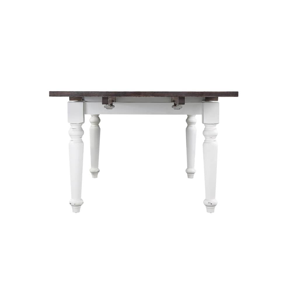 Wallace & Bay - Maddox Dark Bark and Distressed White 75in Dining Table with Plank-Style Top And Self-Storing Extension Leaves - D510186 veiw 6