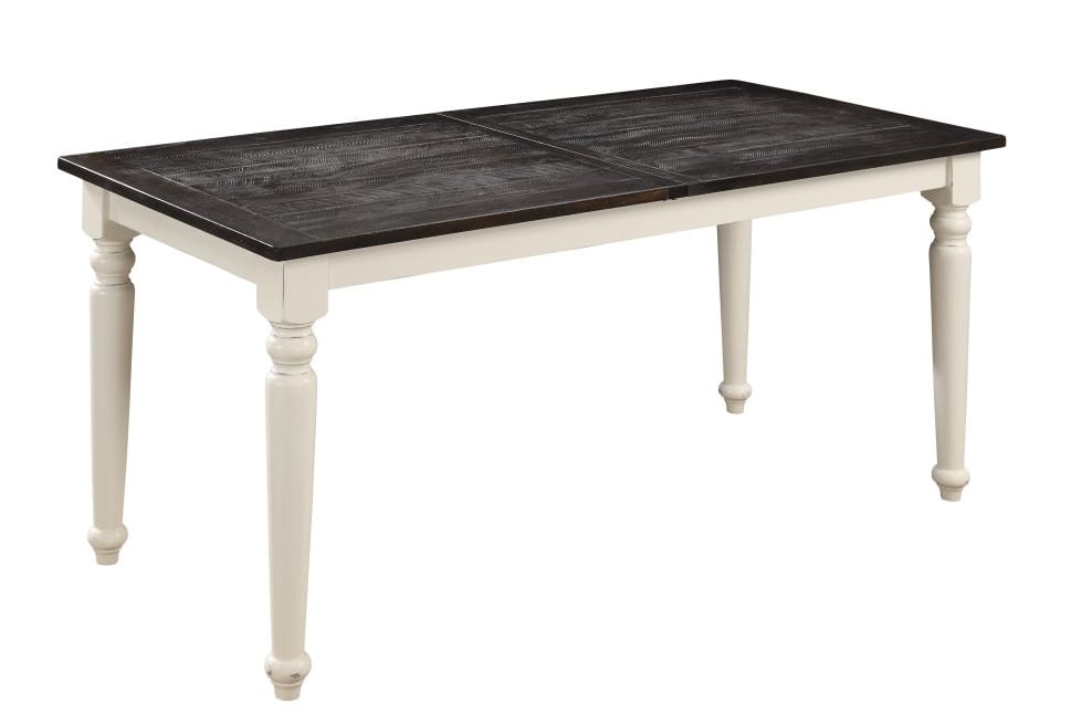 Wallace & Bay - Maddox Dark Bark and Distressed White 78in Gathering Height Dining Table with Plank-Style Top And Self-Storing Extension Leaf - D510187 veiw 1