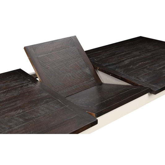 Wallace & Bay - Maddox Dark Bark and Distressed White 78in Gathering Height Dining Table with Plank-Style Top And Self-Storing Extension Leaf - D510187 veiw 2