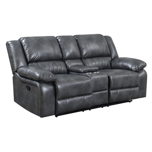 Wallace & Bay - Marshall Charcoal Gray Reclining Loveseat with Dual Recliners, Faux Leather Upholstery, And Pillow Top Back - U510454 veiw 1