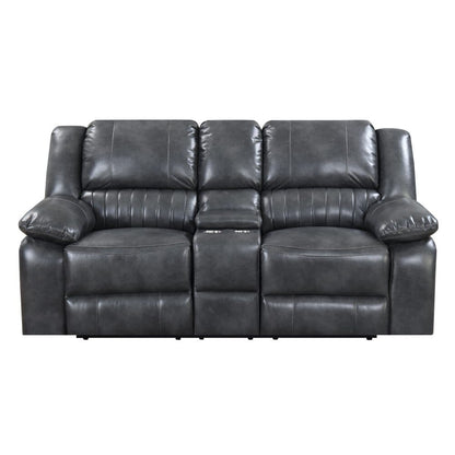 Wallace & Bay - Marshall Charcoal Gray Reclining Loveseat with Dual Recliners, Faux Leather Upholstery, And Pillow Top Back - U510454 veiw 3