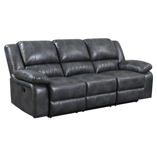 Wallace & Bay - Marshall Charcoal Gray 85in Reclining Sofa with Dual Recliners, Faux Leather Upholstery, And Pillow Top Back - U510452 veiw 1