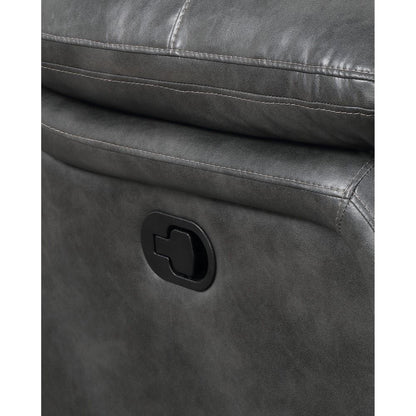 Wallace & Bay - Marshall Charcoal Gray 85in Reclining Sofa with Dual Recliners, Faux Leather Upholstery, And Pillow Top Back - U510452 veiw 2