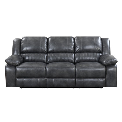 Wallace & Bay - Marshall Charcoal Gray 85in Reclining Sofa with Dual Recliners, Faux Leather Upholstery, And Pillow Top Back - U510452 veiw 3