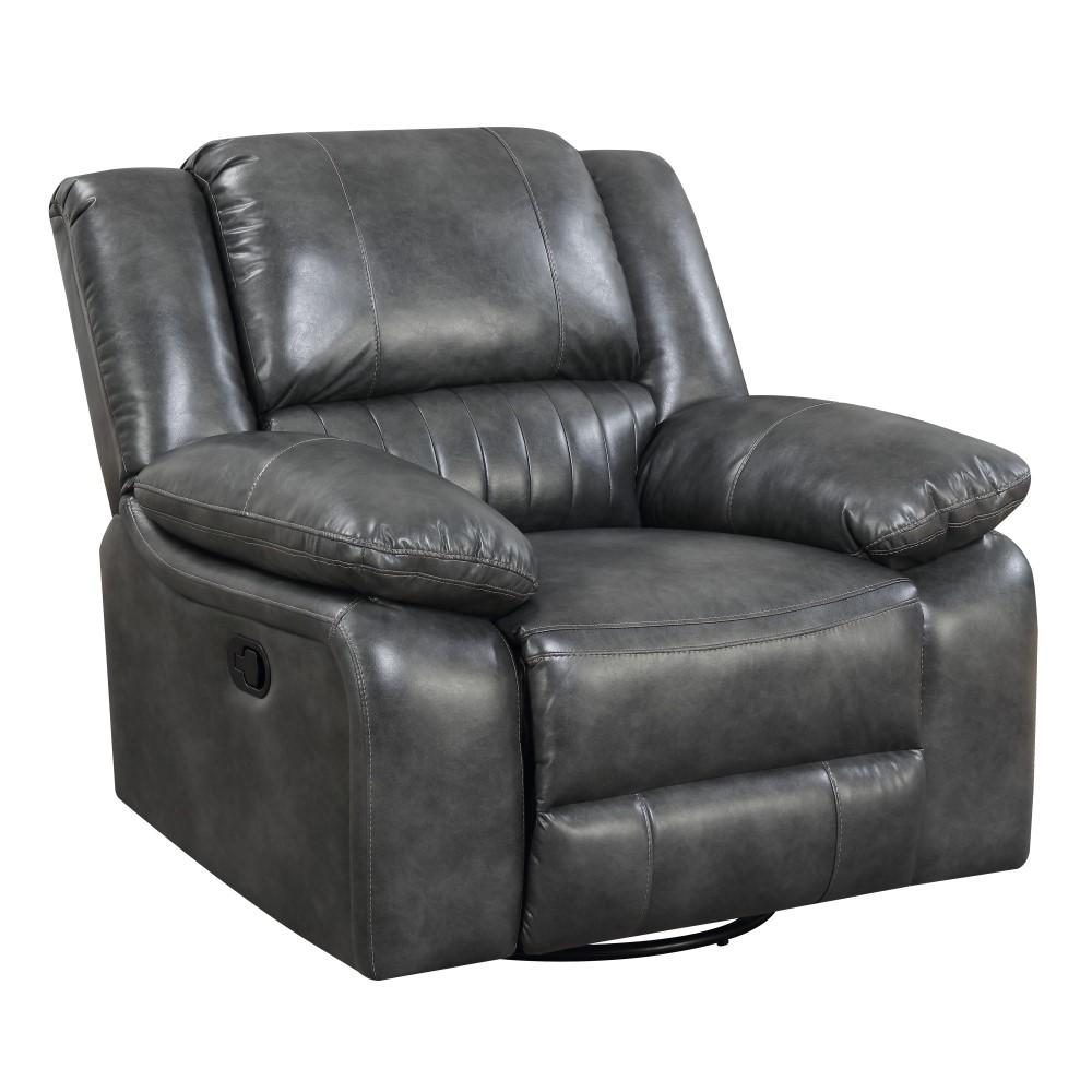 Wallace & Bay - Marshall Charcoal Gray Swivel Reclining Glider with Swivel Glider, Faux Leather Upholstery, And Pillow Top Back - U510453 veiw 1