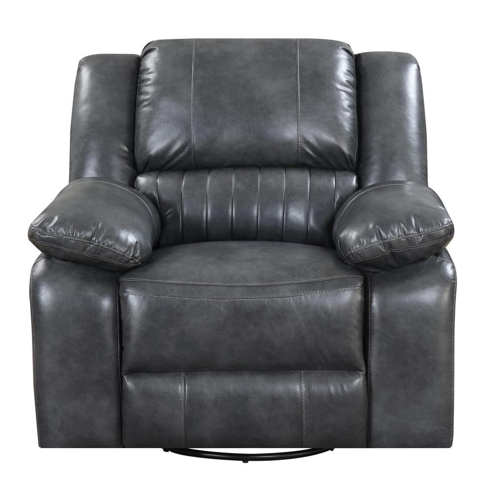 Wallace & Bay - Marshall Charcoal Gray Swivel Reclining Glider with Swivel Glider, Faux Leather Upholstery, And Pillow Top Back - U510453 veiw 3