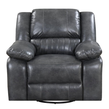 Wallace & Bay - Marshall Charcoal Gray Swivel Reclining Glider with Swivel Glider, Faux Leather Upholstery, And Pillow Top Back - U510453 veiw 3