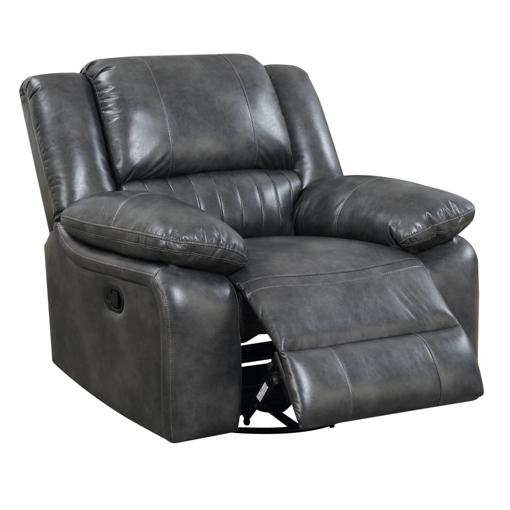 Wallace & Bay - Marshall Charcoal Gray Swivel Reclining Glider with Swivel Glider, Faux Leather Upholstery, And Pillow Top Back - U510453 veiw 4