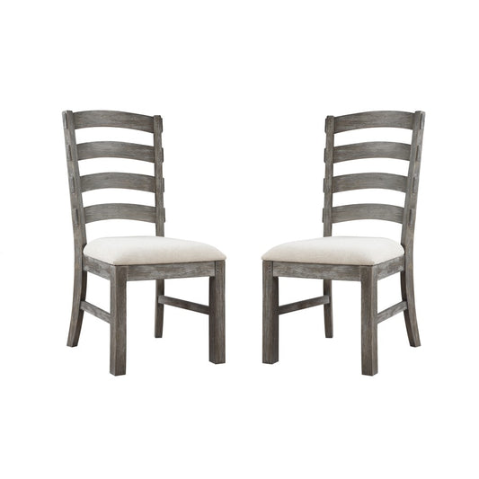 Wallace & Bay - Morris Rustic Charcoal Gray Dining Chair with Upholstered Seat And Ladder Back (Set of 2) - D510255 veiw 1