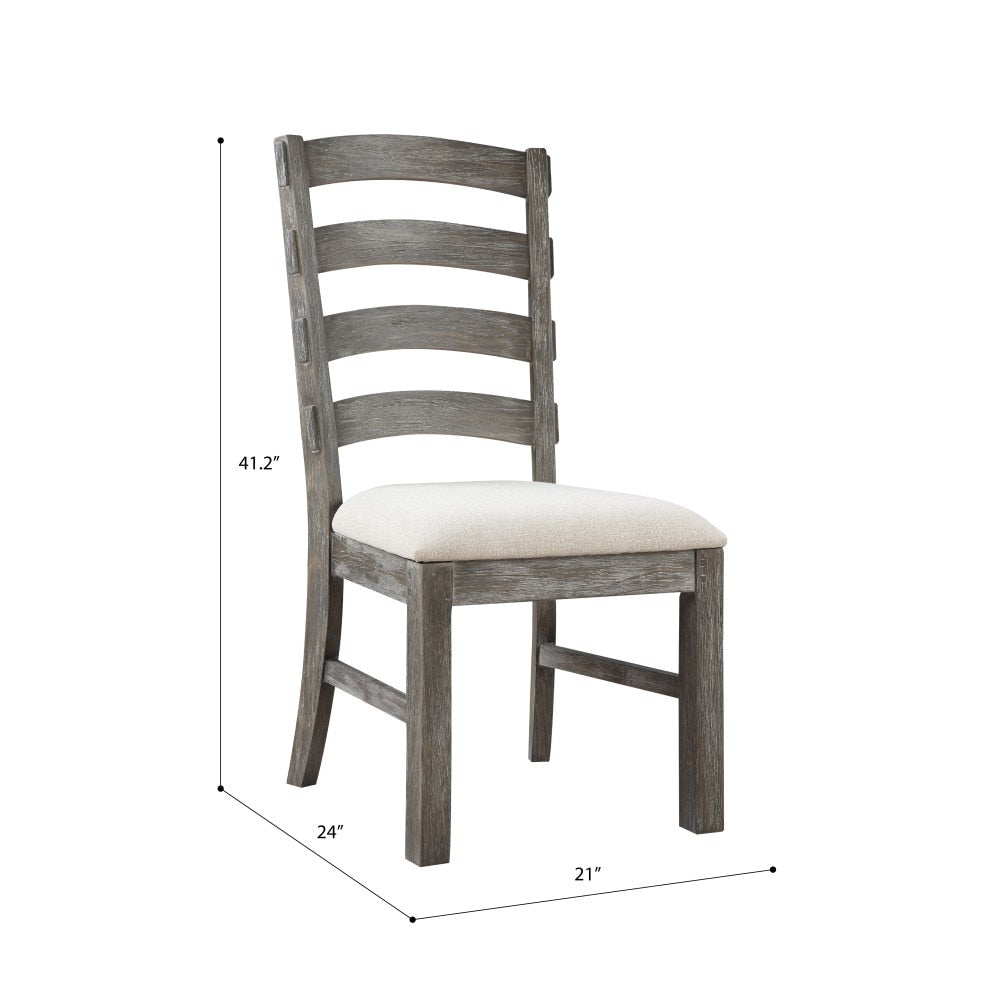 Wallace & Bay - Morris Rustic Charcoal Gray Dining Chair with Upholstered Seat And Ladder Back (Set of 2) - D510255 veiw 2
