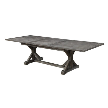 Wallace & Bay - Morris Rustic Charcoal Gray 84in Dining Table with Self-Storing Butterfly Extension Leaf And Farmhouse Trestle Base - D510157 veiw 1