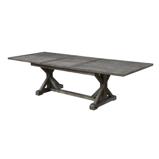 Wallace & Bay - Morris Rustic Charcoal Gray 84in Dining Table with Self-Storing Butterfly Extension Leaf And Farmhouse Trestle Base - D510157 veiw 1