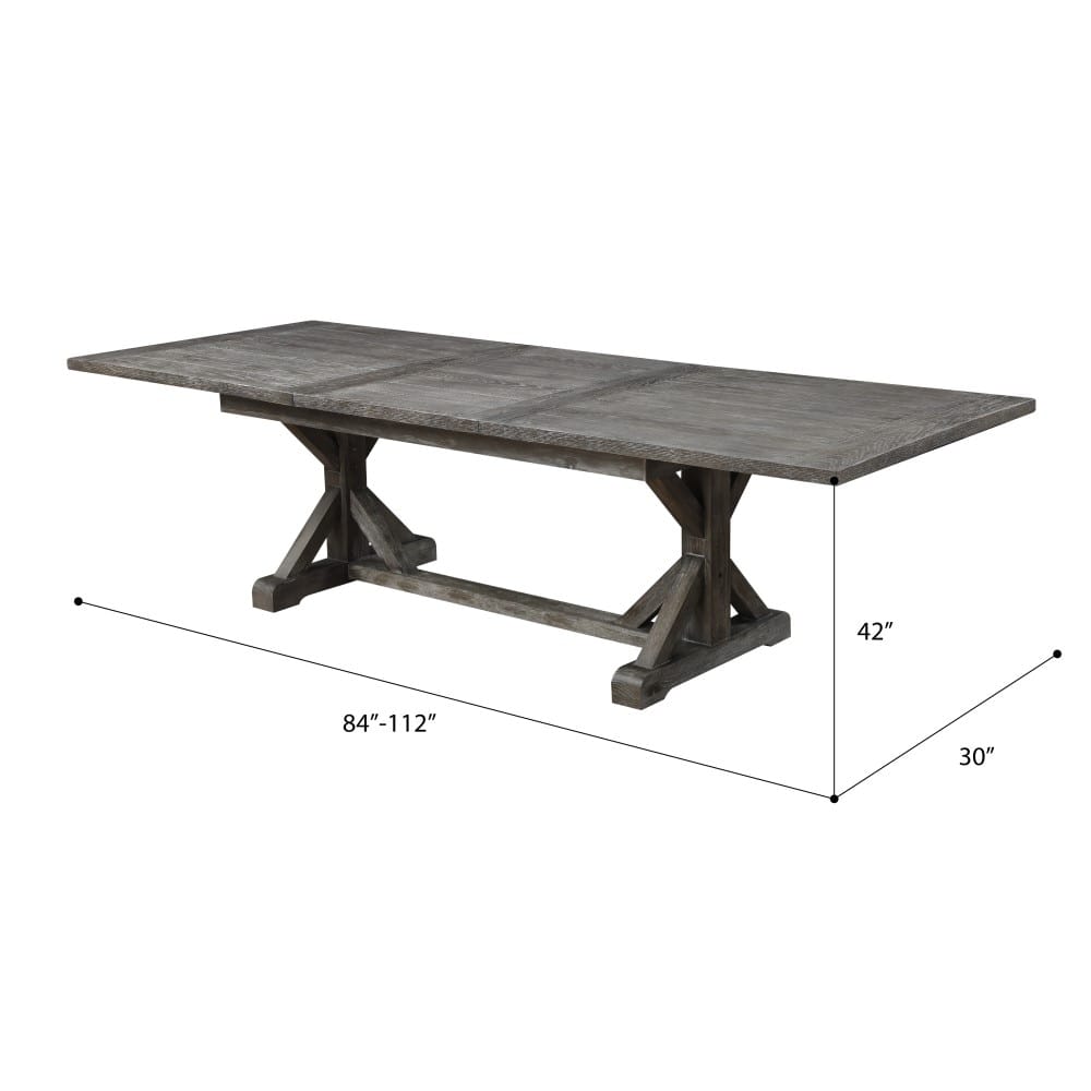 Wallace & Bay - Morris Rustic Charcoal Gray 84in Dining Table with Self-Storing Butterfly Extension Leaf And Farmhouse Trestle Base - D510157 veiw 2