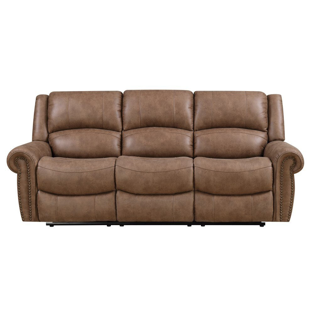 Wallace & Bay - Pruitt Weathered Brown 87in Reclining Sofa with Dual Recliners, Nailhead Trim, And Pillow Back - U510455 veiw 7