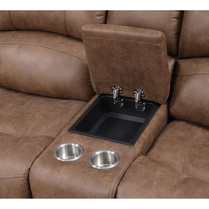 Wallace & Bay - Pruitt Weathered Brown Reclining Loveseat with Dual Recliners, Center Storage, And Cupholders - U510458 veiw 3