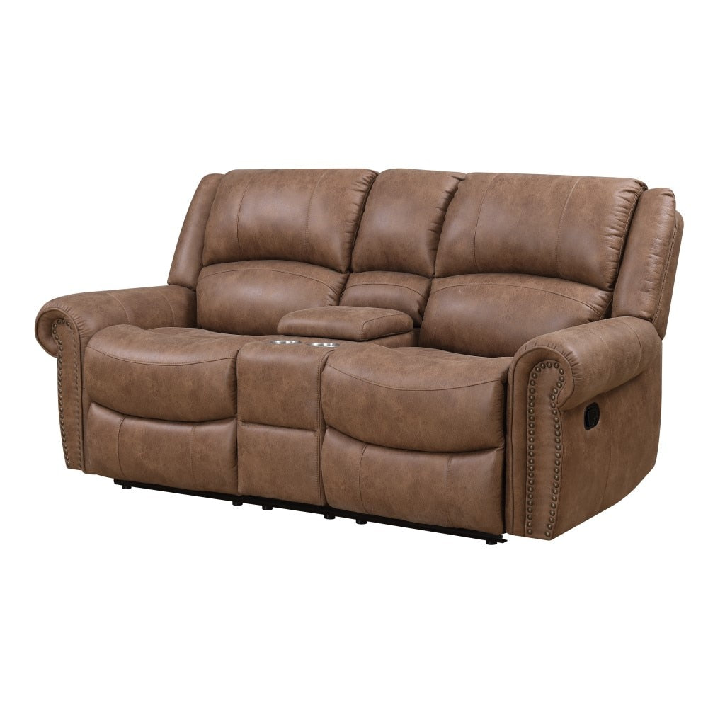 Wallace & Bay - Pruitt Weathered Brown Reclining Loveseat with Dual Recliners, Center Storage, And Cupholders - U510458 veiw 4