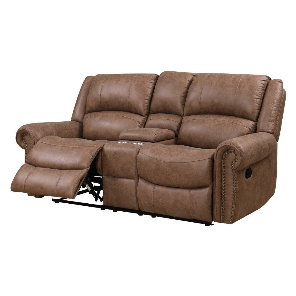 Wallace & Bay - Pruitt Weathered Brown Reclining Loveseat with Dual Recliners, Center Storage, And Cupholders - U510458 veiw 5
