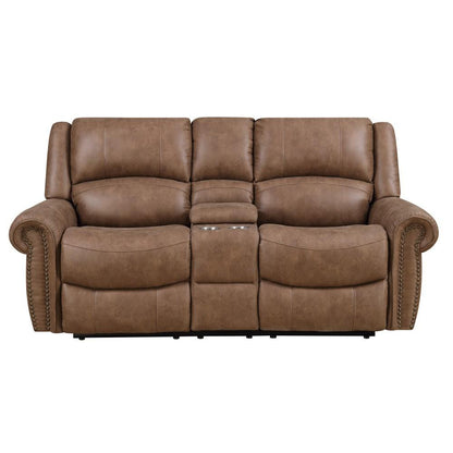 Wallace & Bay - Pruitt Weathered Brown Reclining Loveseat with Dual Recliners, Center Storage, And Cupholders - U510458 veiw 8