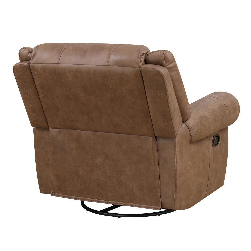 Wallace & Bay - Pruitt Weathered Brown Swivel Reclining Glider with Swivel Glider, Nailhead Trim, And Pillow Back - U510457 veiw 5
