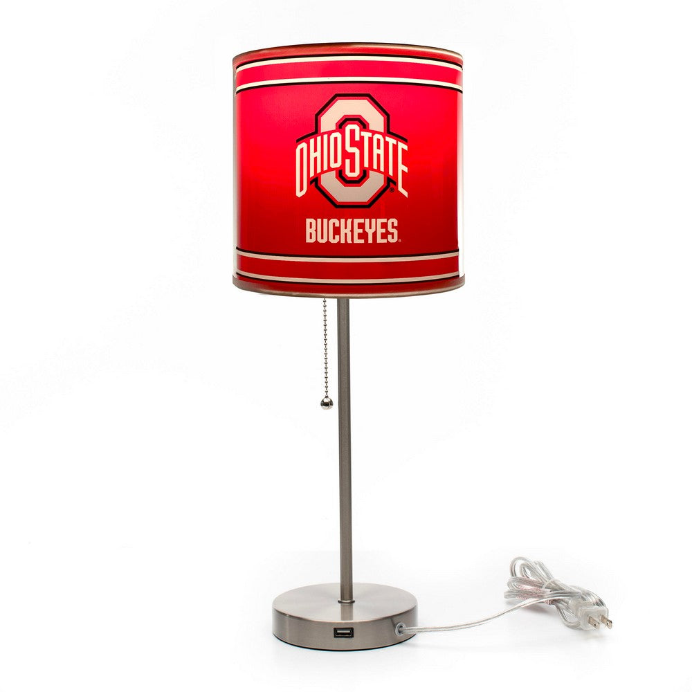 Wave7 - Ohio State University Chrome Lamp with USB Port - 2020OSU1 view 2