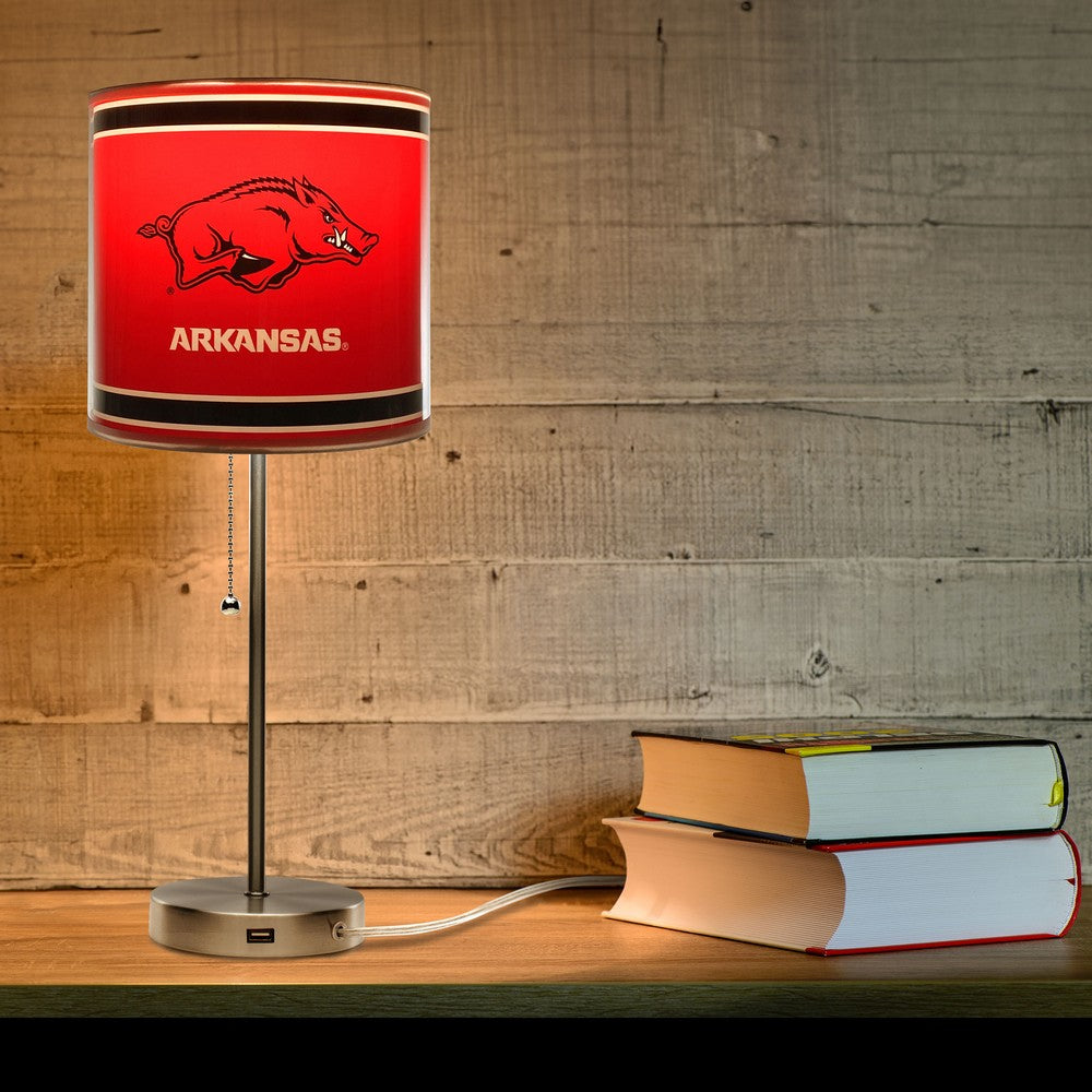 Wave7 - University of Arkansas Chrome Lamp with USB Port - 2020ARK1 view 3