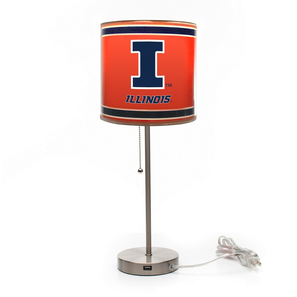 Wave7 - University of Illinois Chrome Lamp with USB Port - 2020ILL1 view 1