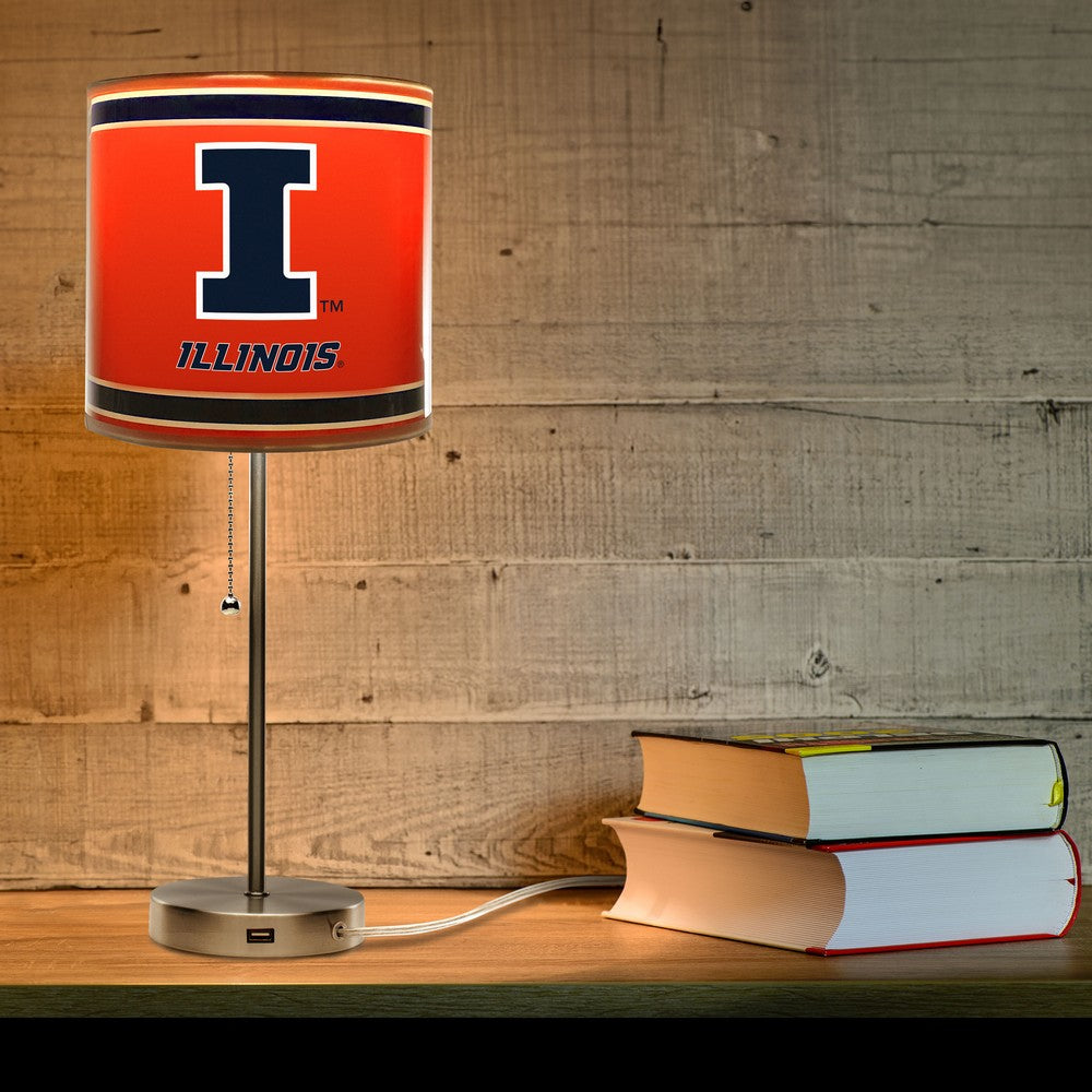 Wave7 - University of Illinois Chrome Lamp with USB Port - 2020ILL1 view 2
