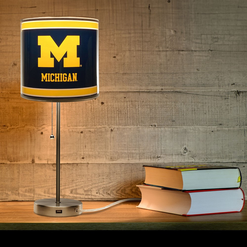 Wave7 - University of Michigan Chrome Lamp with USB Port - 2020UMI1 view 3