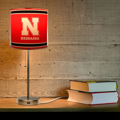 Wave7 - University of Nebraska Chrome Lamp with USB Port - 2020NEB1 view 3