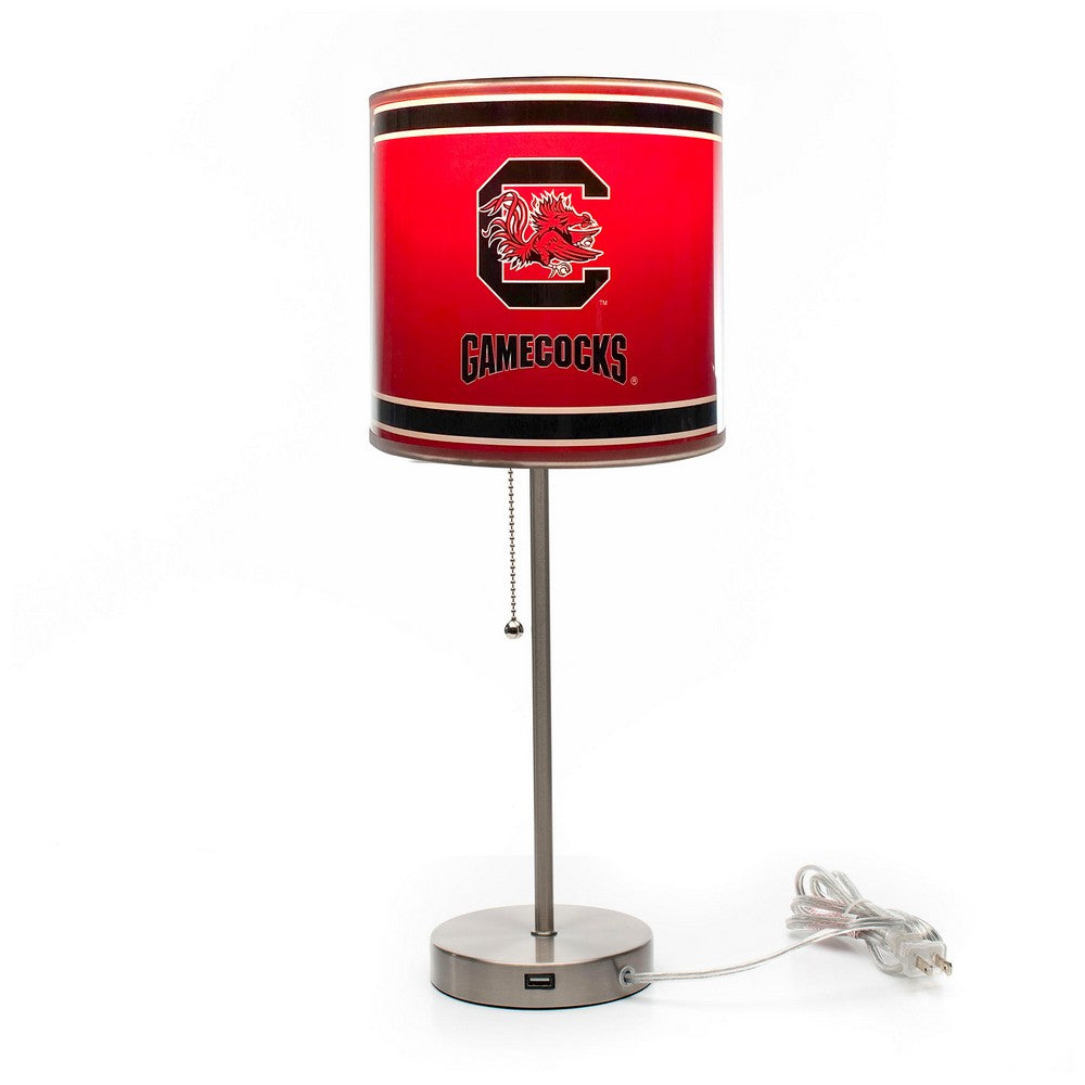 Wave7 - University of South Carolina Chrome Lamp with USB Port - 2020USC1 view 2