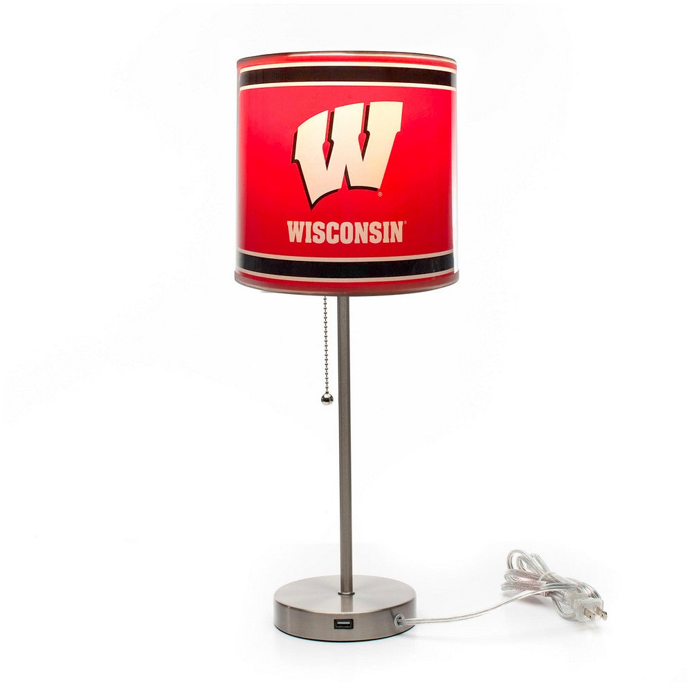 Wave7 - University of Wisconsin Chrome Lamp with USB Port - 2020UWI1 view 2