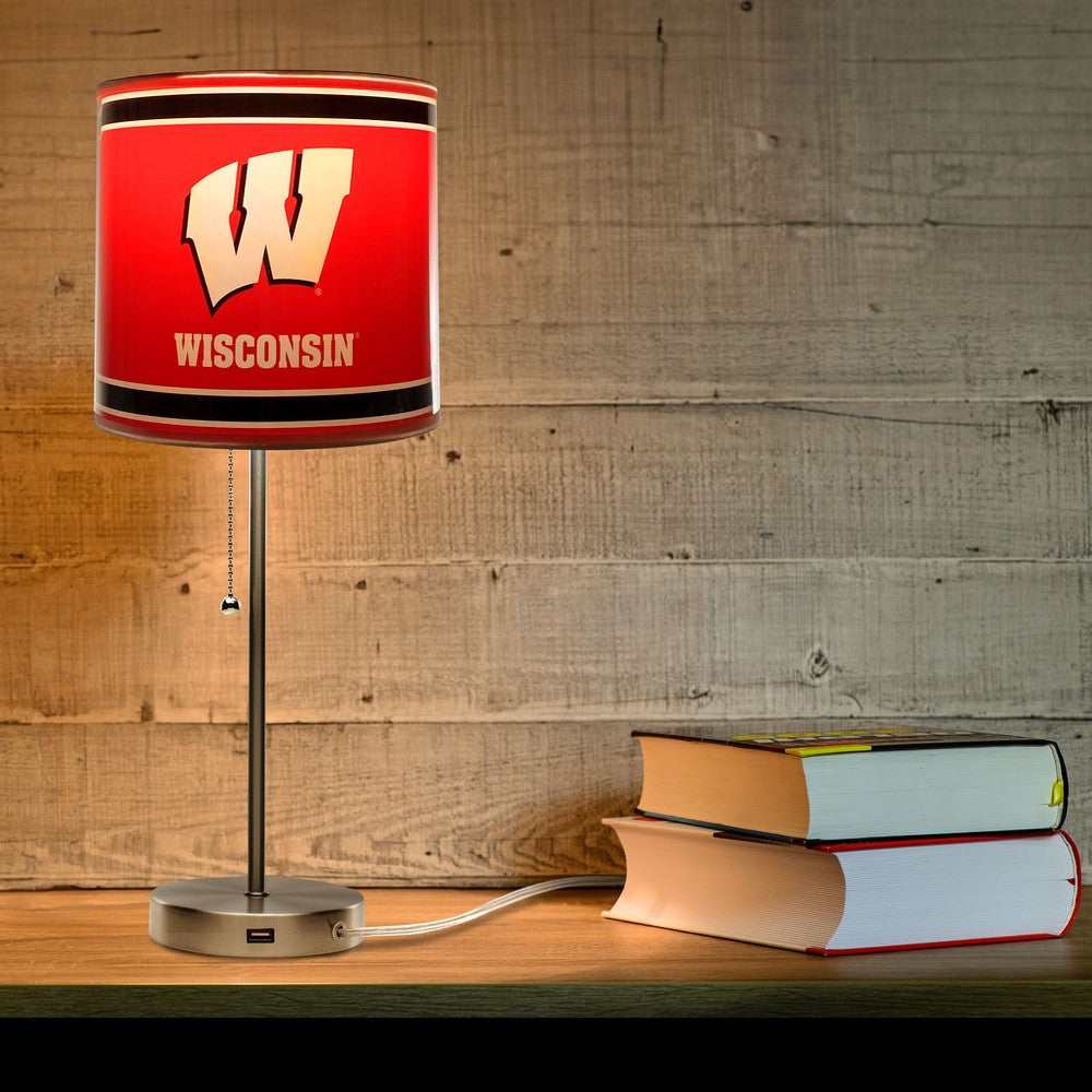 Wave7 - University of Wisconsin Chrome Lamp with USB Port - 2020UWI1 view 3