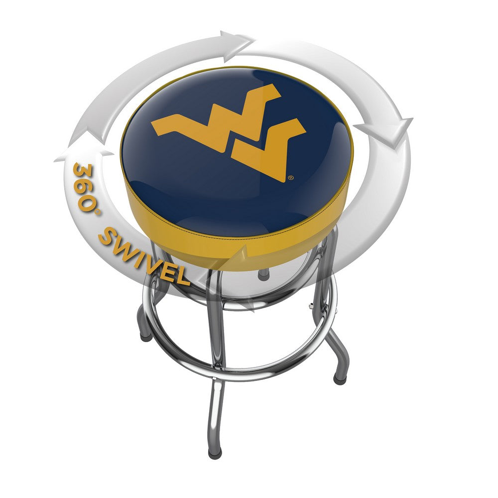 Wave7 - West Virginia University Chrome Bar Stool - 4020WVU1 view 2