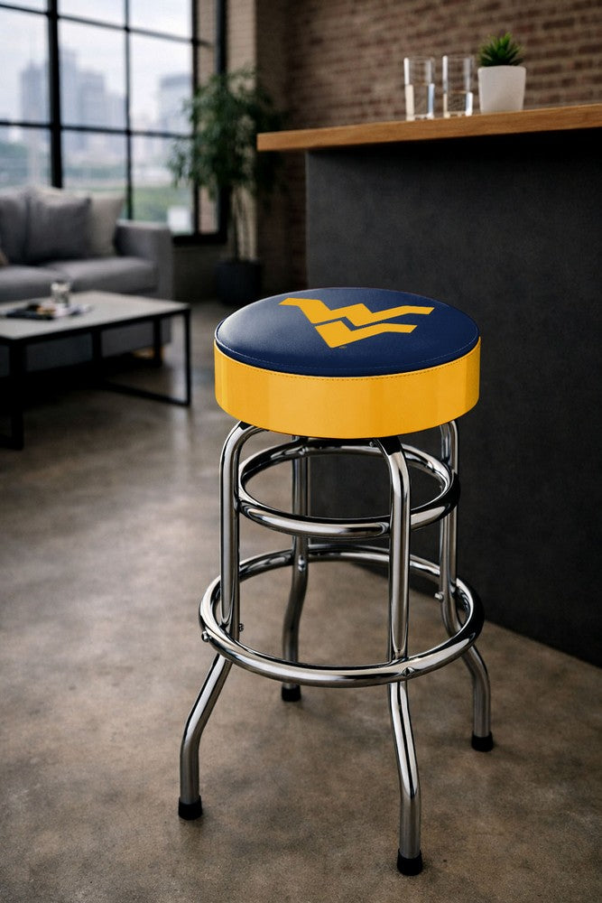 Wave7 - West Virginia University Chrome Bar Stool - 4020WVU1 view 3