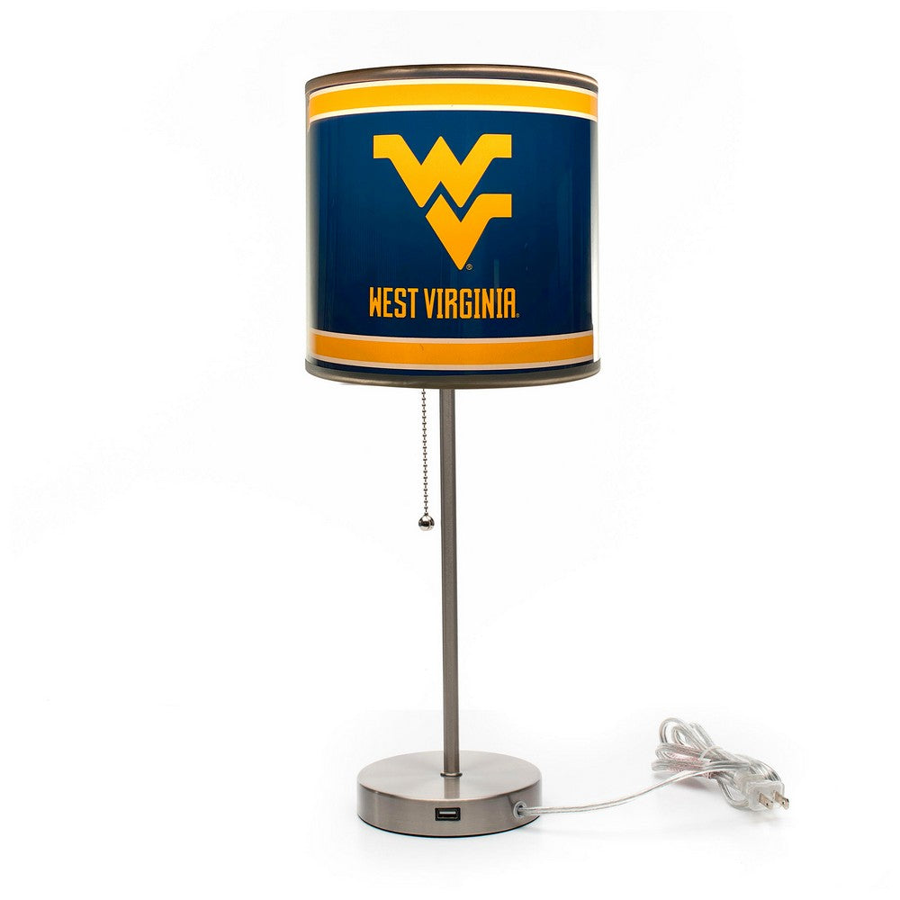 Wave7 - West Virginia University Chrome Lamp with USB Port - 2020WVU1 view 2