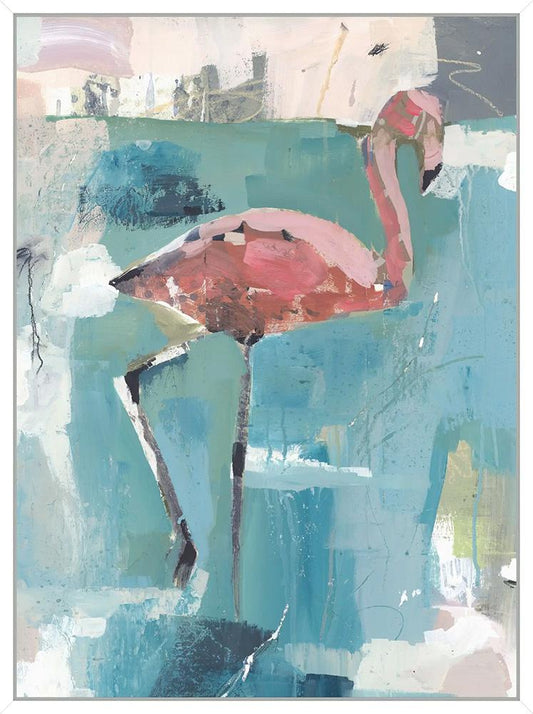 Wendover Art Group - Cheerful Flamingo 1, Floater Frame - Matte White - WCL2968 view 1