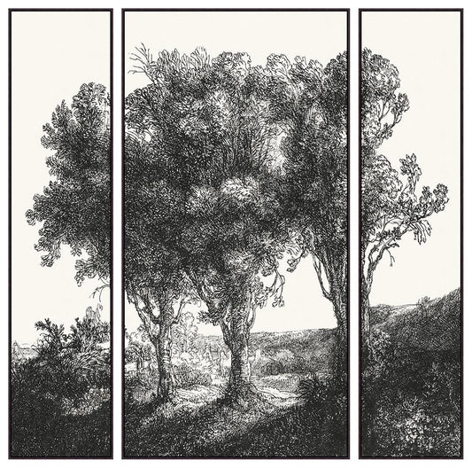 Wendover Art Group - Lillian August Countryside Etching Triptych (SET OF 3), Floater Frame - Espresso - WLA2040 veiw 1