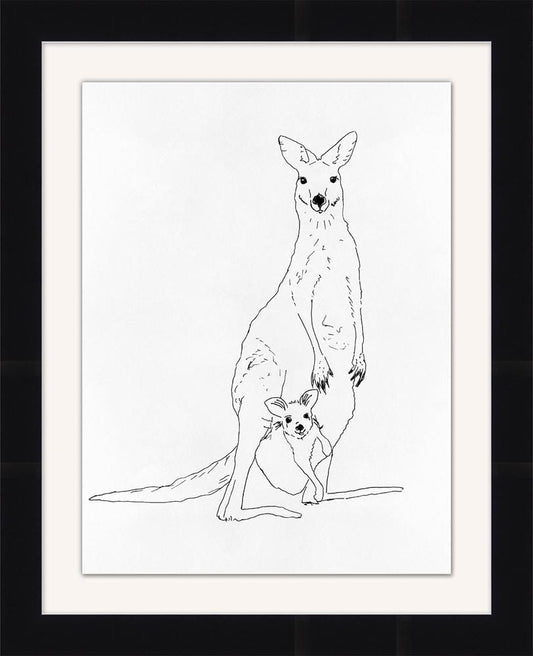 Wendover Art Group - Line Sketch Kangaroo, Black - WFK0104 veiw 1