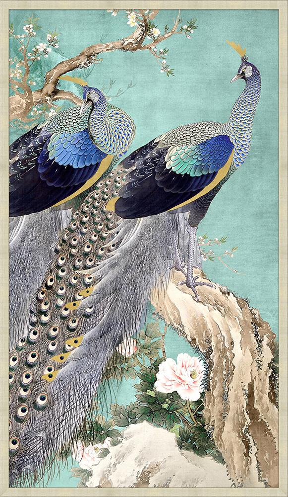 Wendover Art Group - Teal Peacock, Antique Silver Etched - WNT1641 veiw 1