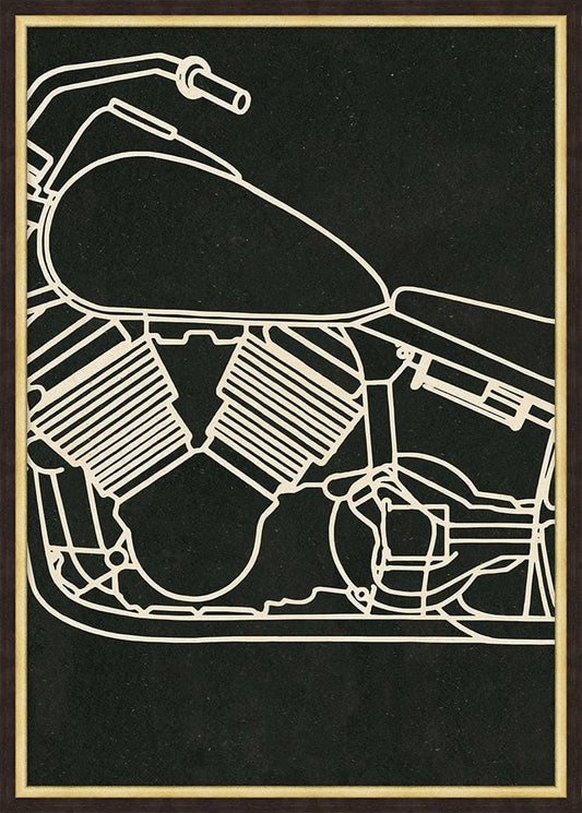 Wendover Art Group - Vintage Motorcycle B, Distressed Black And Gold - WVT1309 veiw 1