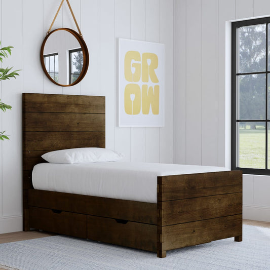 Westwood Design - Dovetail Twin Bed with Drawers|Graphite - DV-TB-6938TB-GRA-SET_DV-DR-6968DR-GRA-DWR view 1