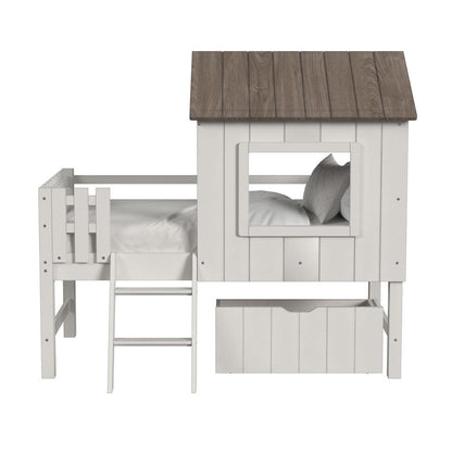 Westwood Design - Lodge Complete Bed w/ Ladder and Fencing | Cookies & Cream - LD-BU-1740CB-C&C-SET veiw 1