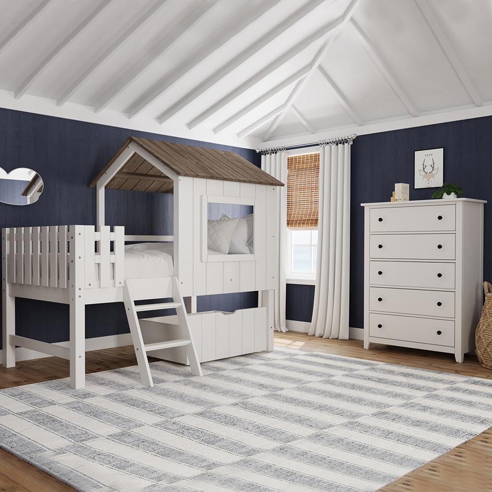 Westwood Design - Lodge Complete Bed w/ Ladder and Fencing | Cookies & Cream - LD-BU-1740CB-C&C-SET veiw 2