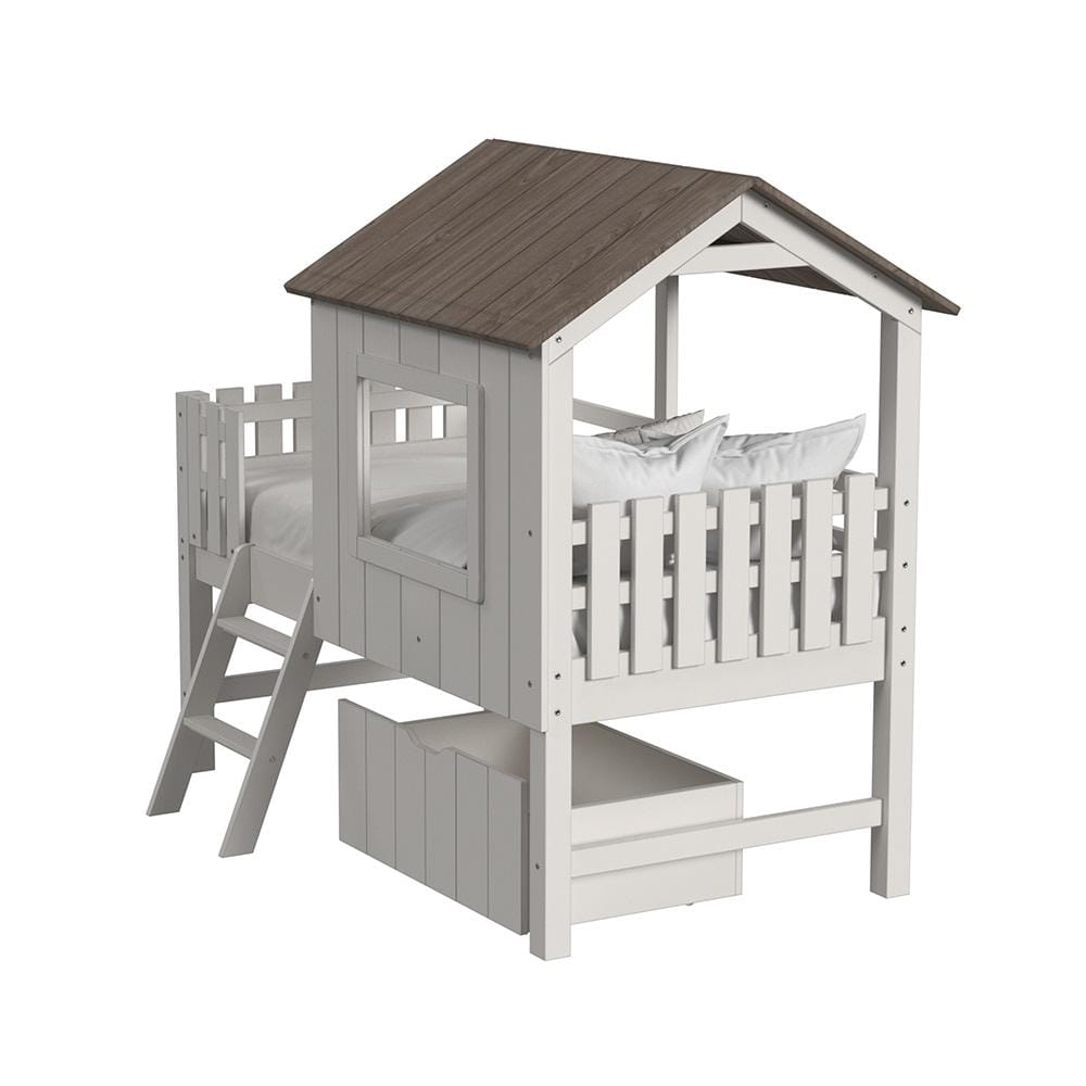 Westwood Design - Lodge Complete Bed w/ Ladder and Fencing | Cookies & Cream - LD-BU-1740CB-C&C-SET veiw 4