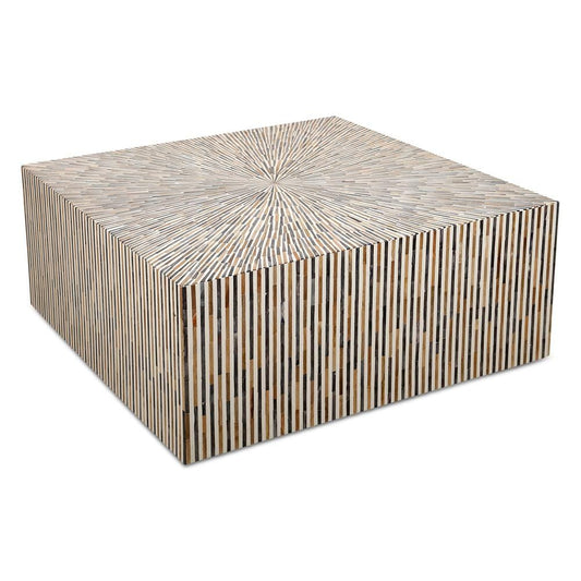 World Interiors - Alexandria 40in Square Coffee Table with Bone, Wood and Horn Inlay - ZWALXCT40BWH_CLOSEOUT veiw 1