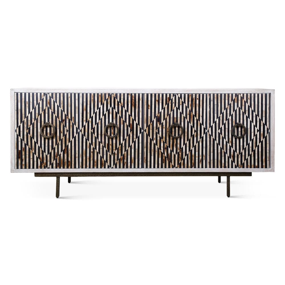 World Interiors - Alexandria 72in Sideboard with Bone, Horn, Wood Inlay on Metal Base - ZWALXBF72BWH_CLOSEOUT veiw 1