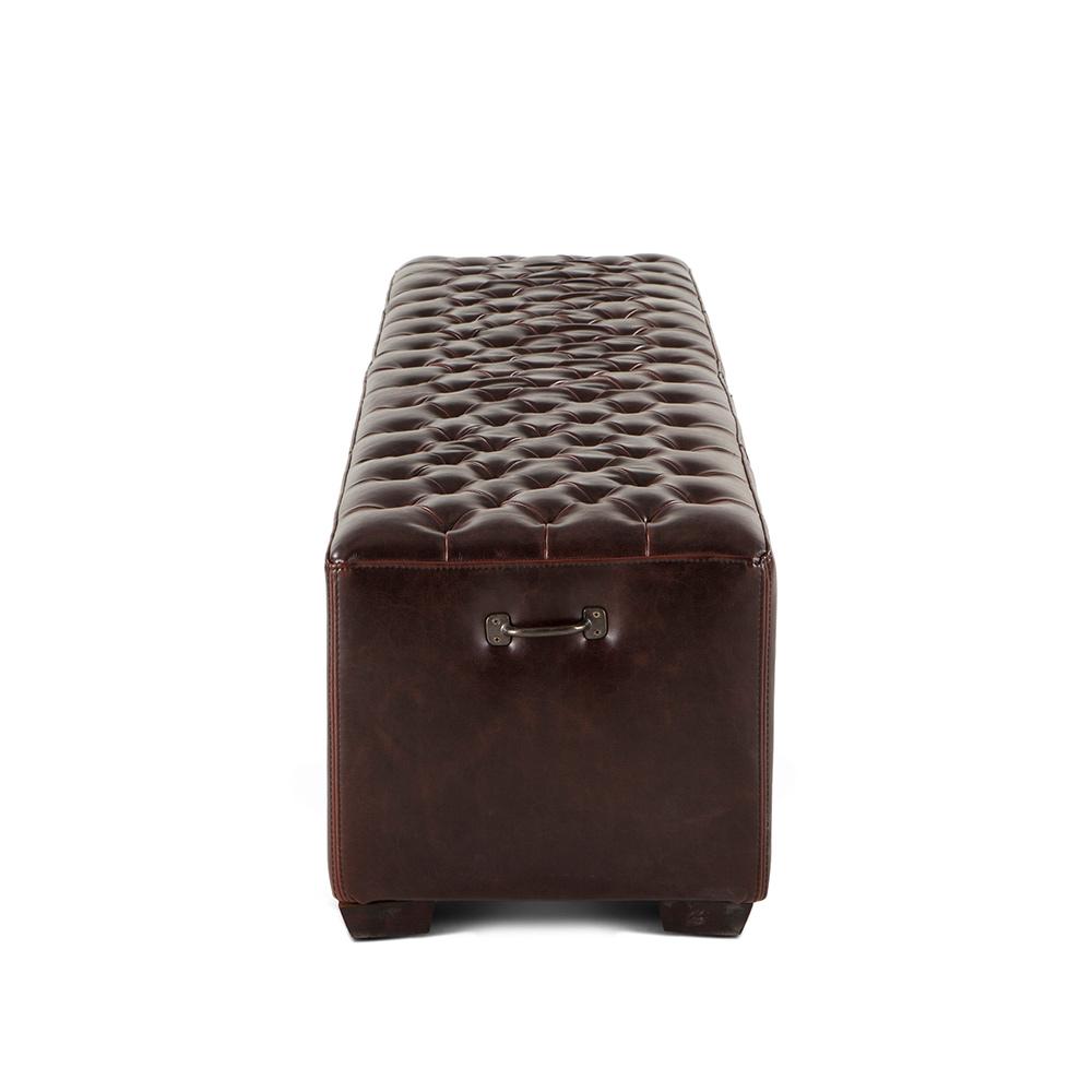 World Interiors - Arabella 79in Bench in Brown Leather - ZWAA214 veiw 1
